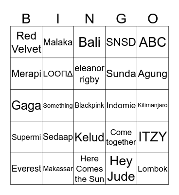 Punya 츄. Bingo Card