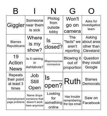 CORONAVIRUS CALLER BINGO Card