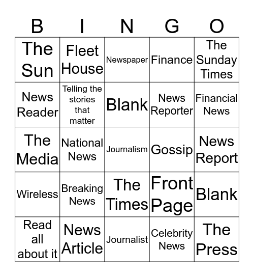 The News Bingo Card