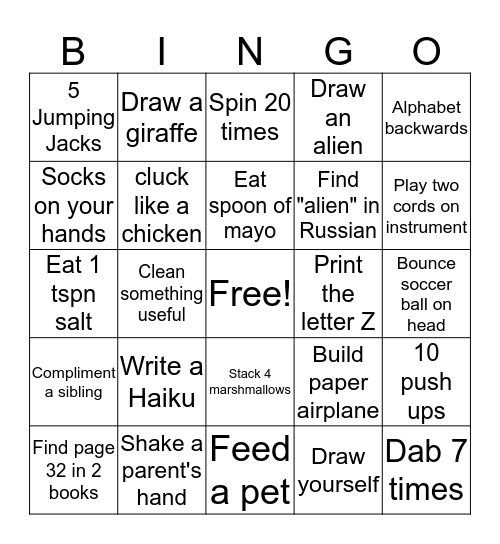 Area 51 Bingo Card