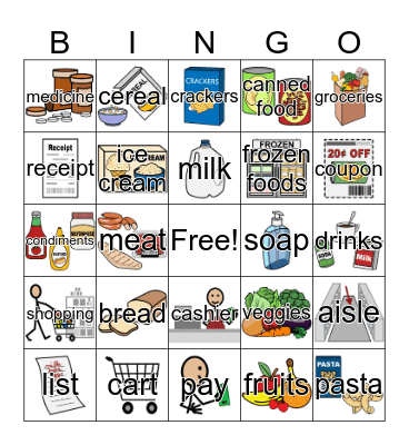 Grocery Store Bingo Card