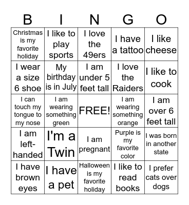 Summer Splash People Bingo Card