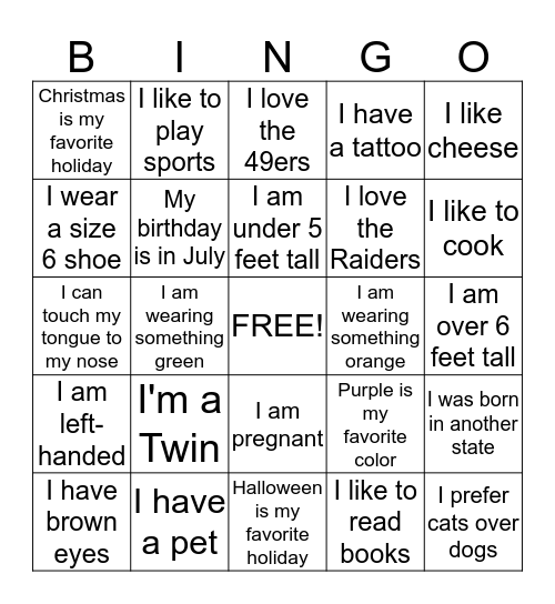 Summer Splash People Bingo Card