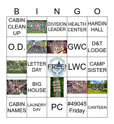 Camp Lingo Bingo Card