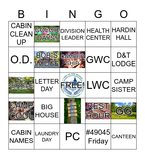 Camp Lingo Bingo Card