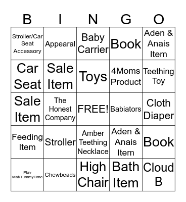 Baby Bingo Card