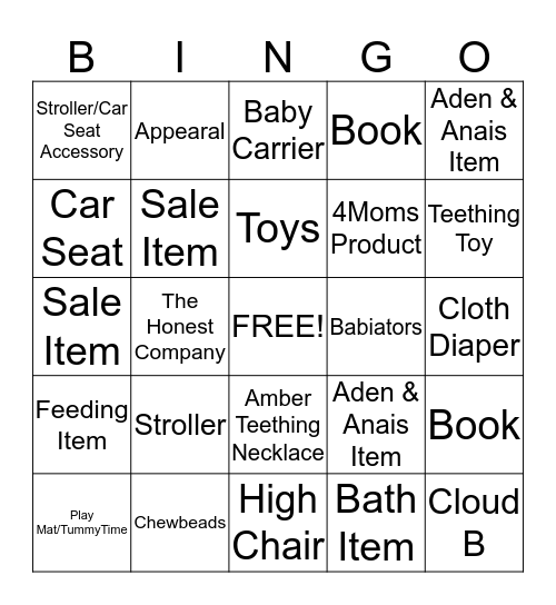 Baby Bingo Card