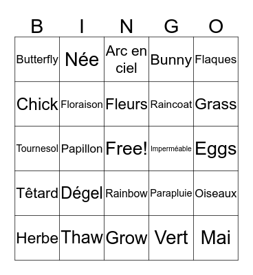 Bingo Pringtemps 2020 Bingo Card