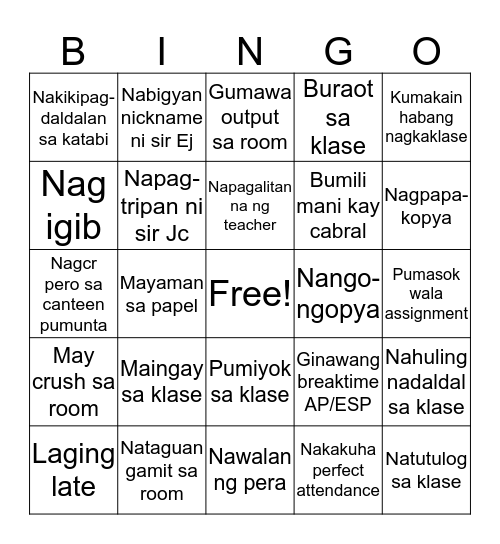 SORIANOISE Bingo Card