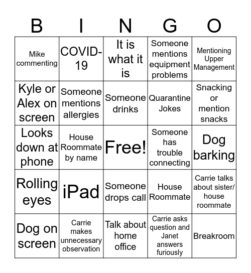 Records Meetings Bingo Card