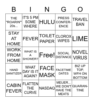 PANDEMIC BINGO! Bingo Card