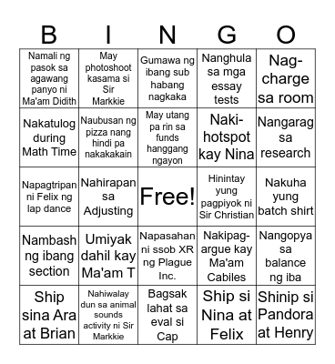 10-Bookkeeping S. Y. 2018-2020 Bingo Card