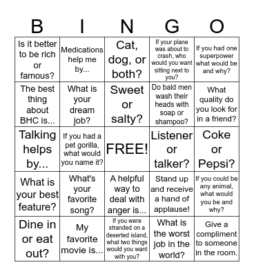 Social Bingo Card