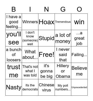 Trump Bingo  Bingo Card