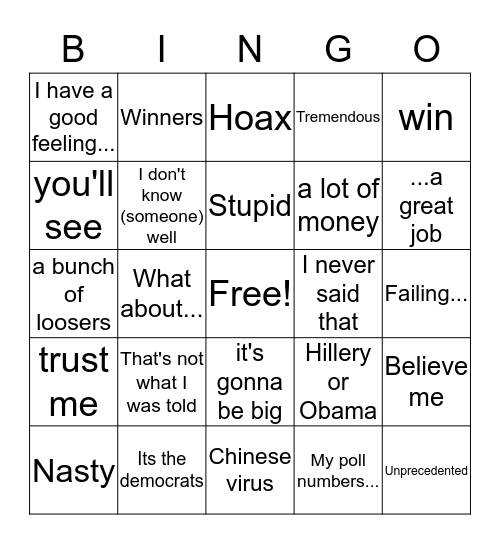 Trump Bingo  Bingo Card