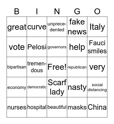 Trump Corona 19 Bingo Card