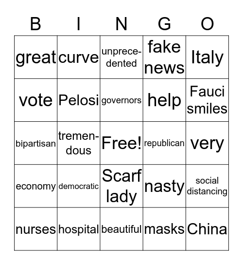 Trump Corona 19 Bingo Card