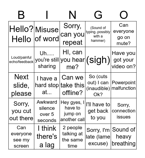 Meeting Bingo Card