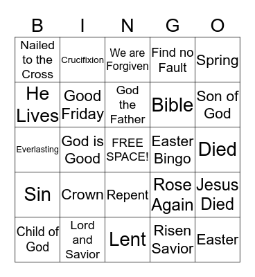 Easter Bingo Card