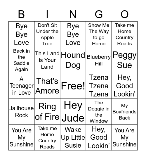 Music Bingo  Bingo Card