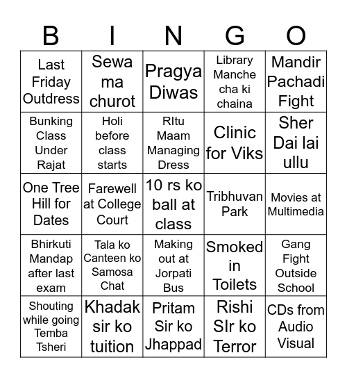 Siddhartha Vanasthali Edition Bingo Card