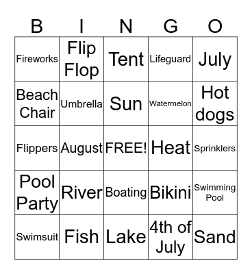 Summer Bingo Card