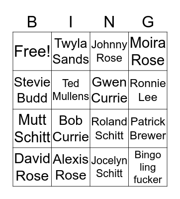 SHITTS Bingo Card