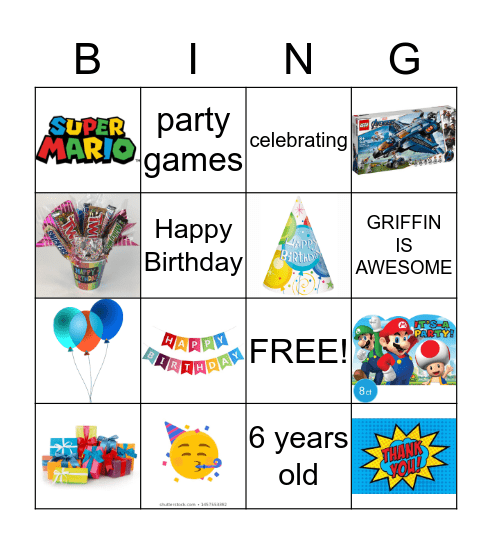 GRIFFIN'S BIRTHDAY BINGO Card