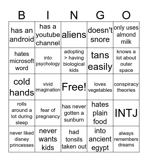 are you me? part X Bingo Card