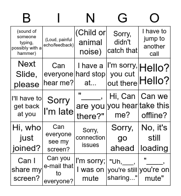 Conference Call Bingo Card