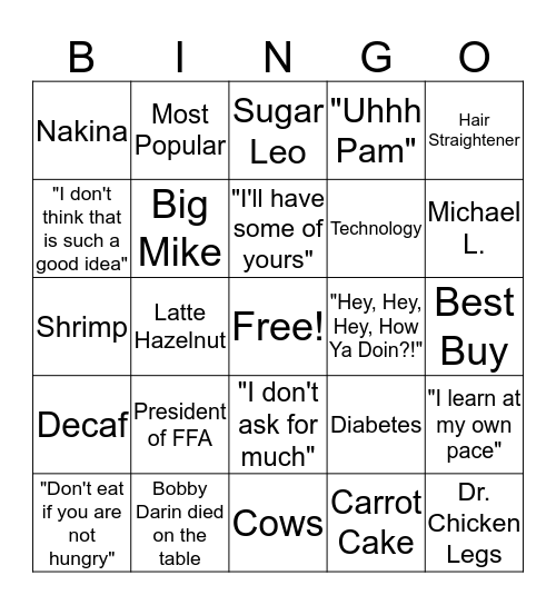 Big Mike Bingo Card