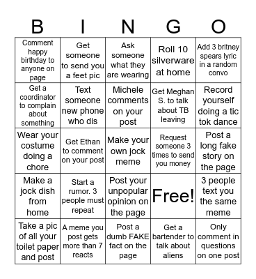 JOCK LINDSEY'S QUARANTINE BAR Bingo Card