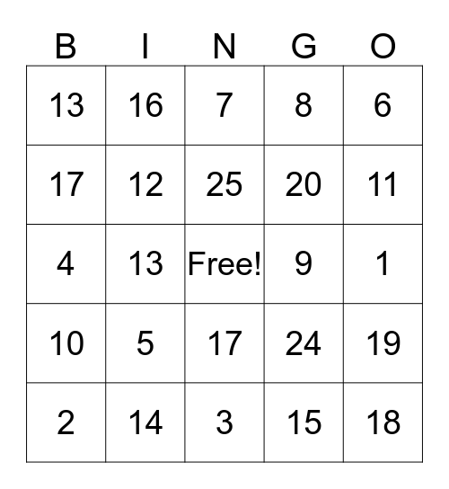 Harris Place Bingo Card