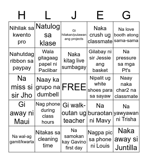 St. Therese SY 2018-2019 Bingo Card