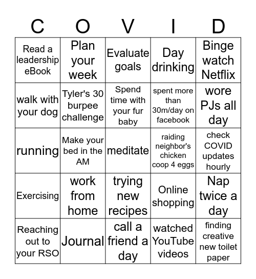 How are you spending your stay at home? Bingo Card