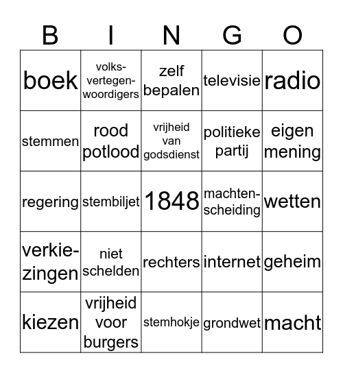 Samenwerken aan democratie Bingo Card