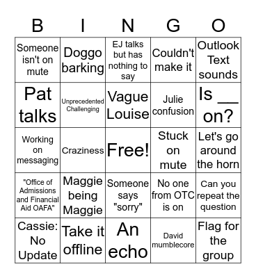 COVID-19 Bingo Card