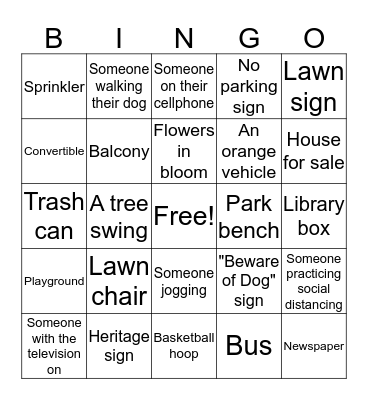 Walks Bingo Card