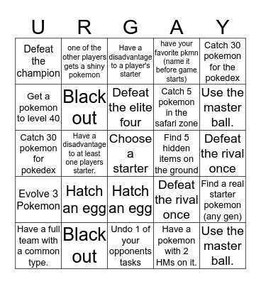 Pokmemeon Bingo Card