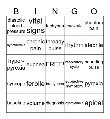 Term Words Bingo Card
