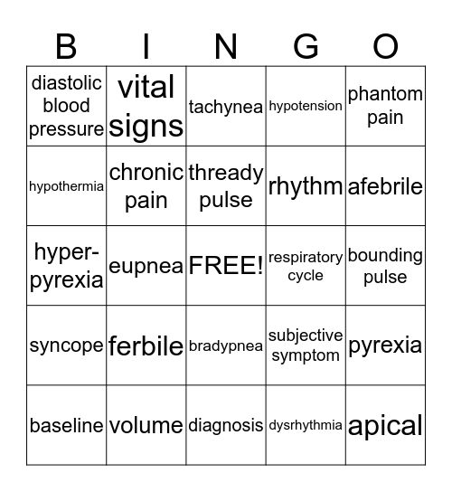 Term Words Bingo Card