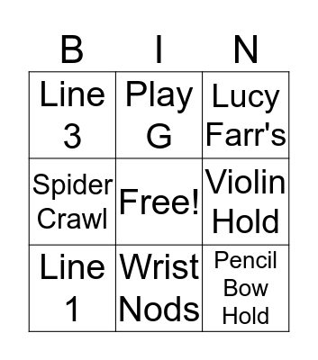 Violin Bingo Card