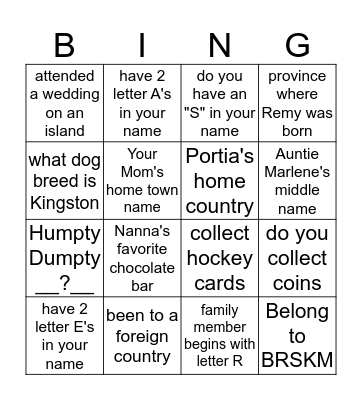 ~  Auntie Marlene Mondays  ~ Bingo Card