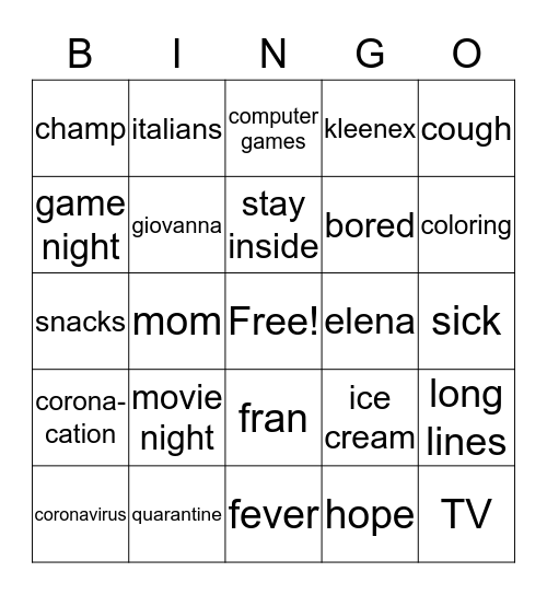 coronacation bingo Card