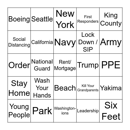 Inslee Bingo Card