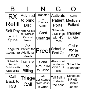 OC BINGO Card