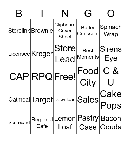 Food Acumen Bingo Card