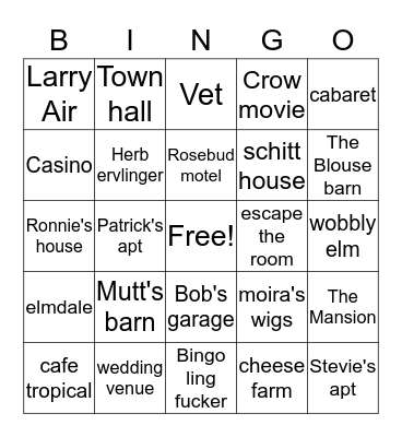 SCHITTS CREEK PART 2 Bingo Card