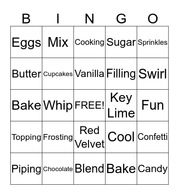 Cupcakes Bingo Card