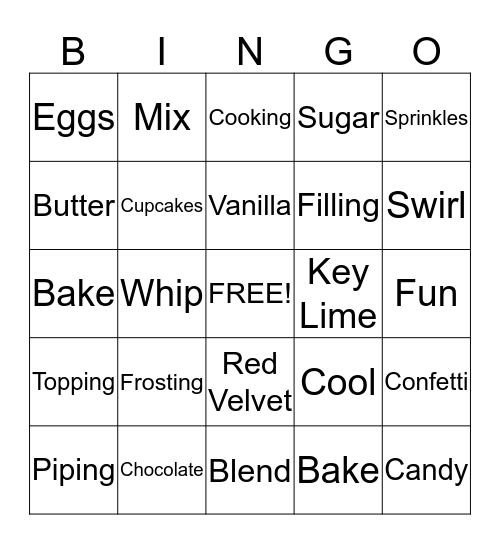 Cupcakes Bingo Card